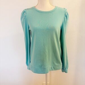 Talbots Green Crew Neck Pleated Shoulder Pullover Sweatshirt Size M
